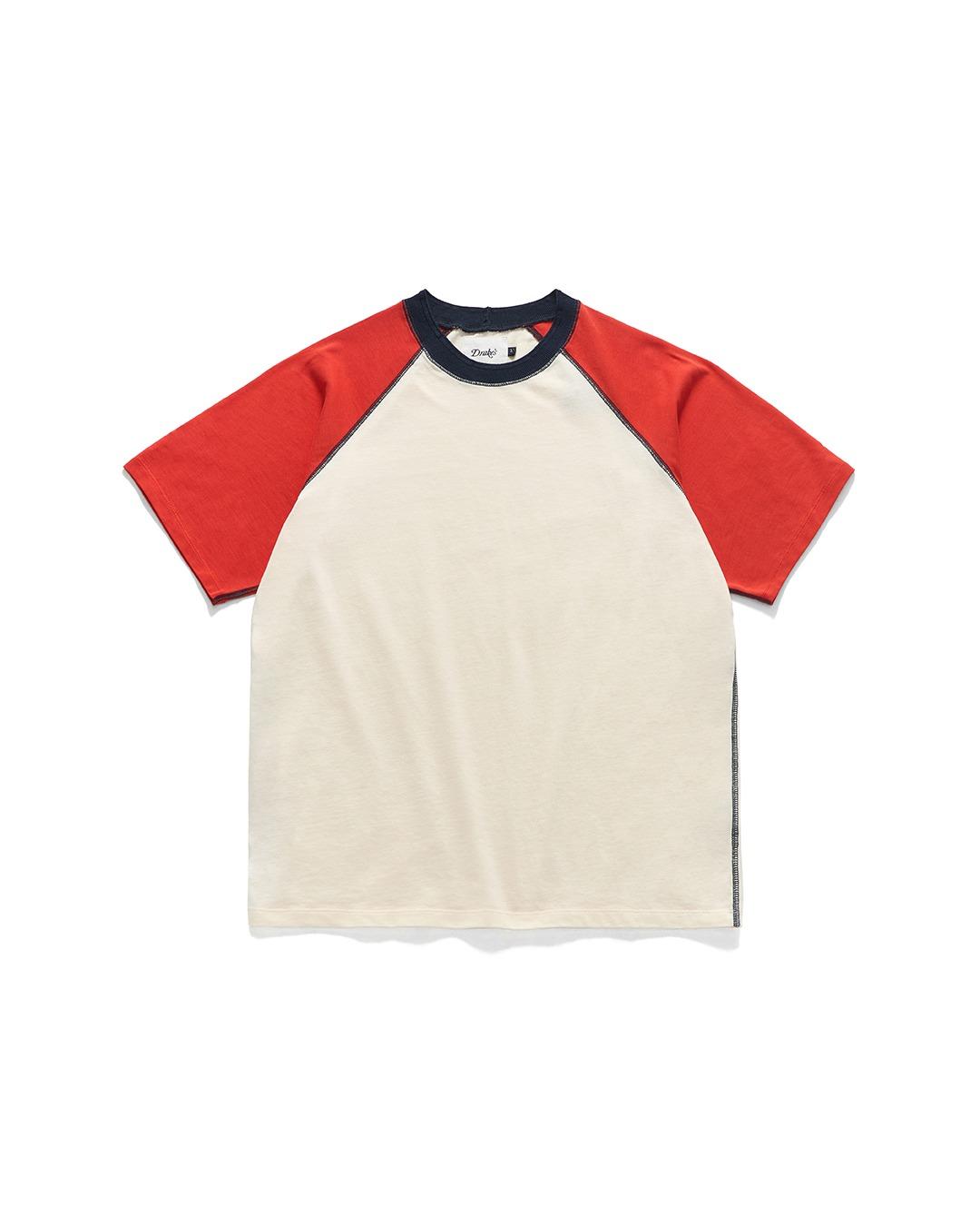 SS RAGLAN HIKING TEE / ECRU & CLAY