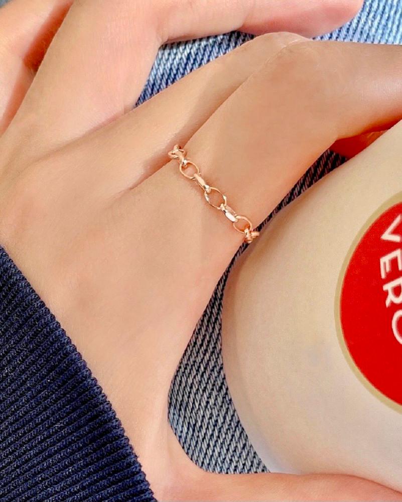 실버925 플루이 타원 체인 반지 (실버,로즈골드)