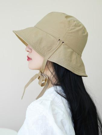 바스락 리본 턱끈 보넷 와이어 여성 여름 벙거지모자 챙넓은 버킷햇