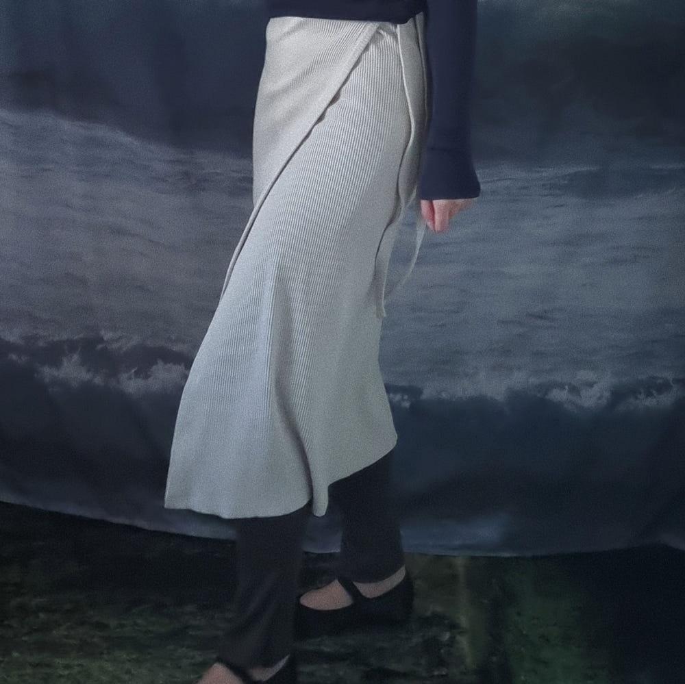 베이지당일배송 골지 니트 레이어드 스커트(2colors)