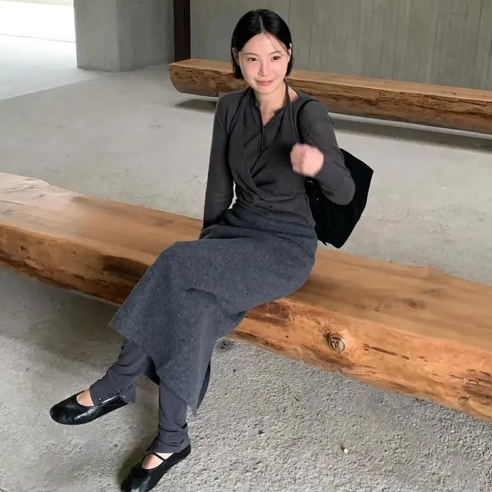 시에나 울 블렌드 롱 스커트 (charcoal)