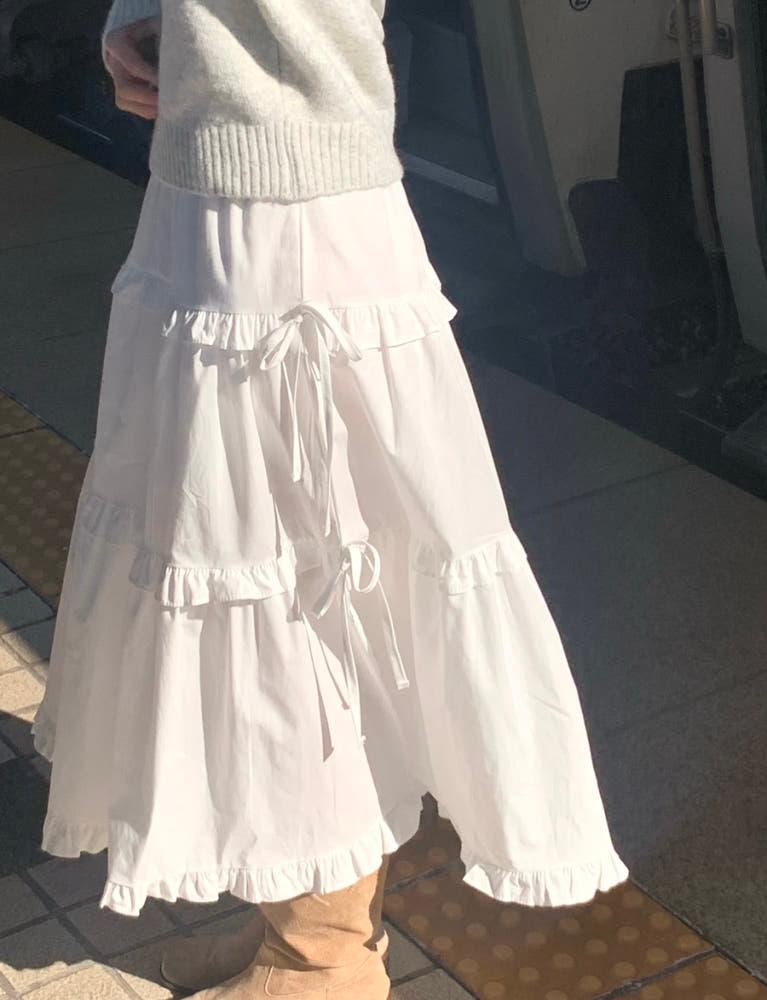 [ ~ 2/10 open sale ] 리본 프릴 롱스커트 🎀
