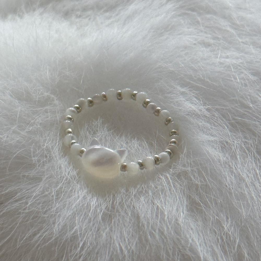 고양이반지 자개 비즈 반지