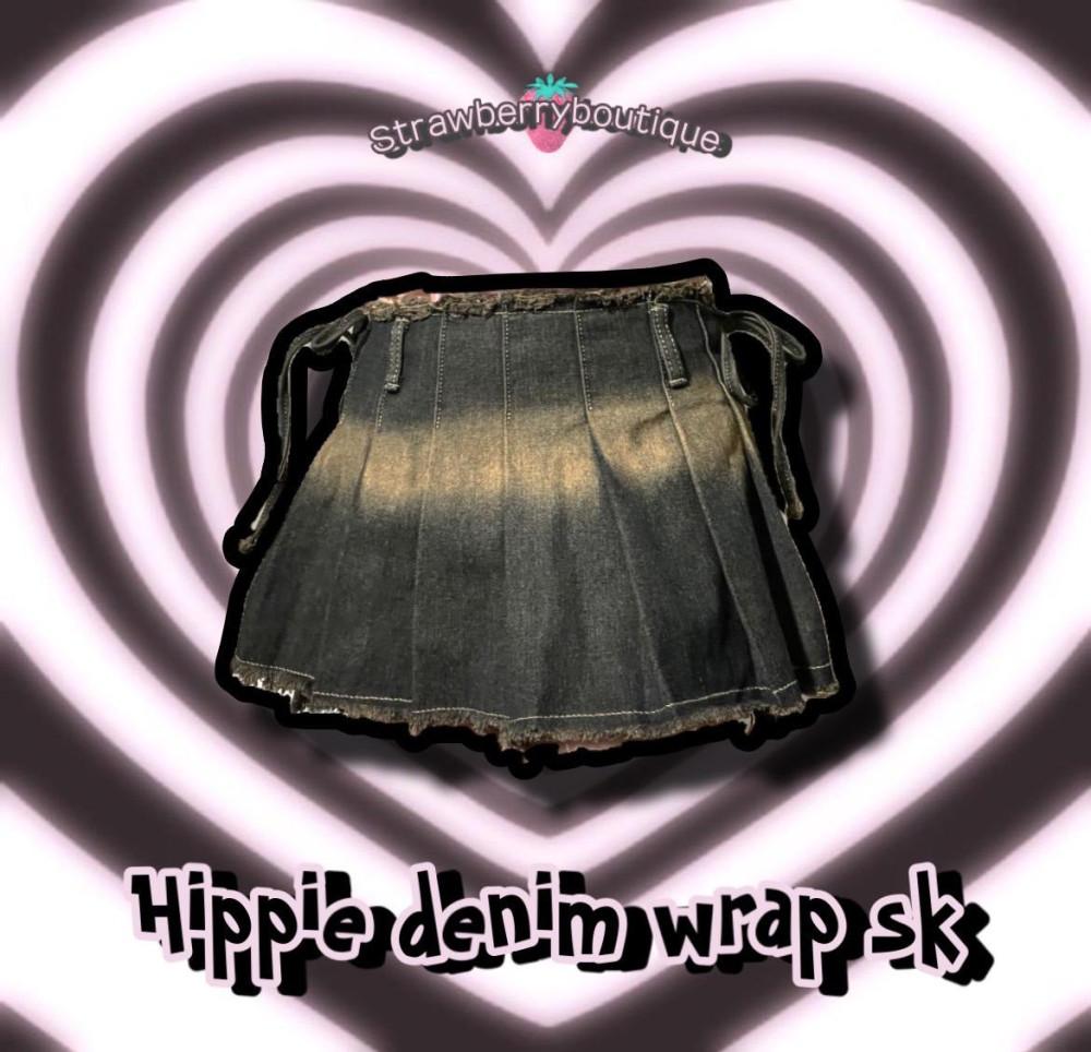 히피 데님 랩 스커트