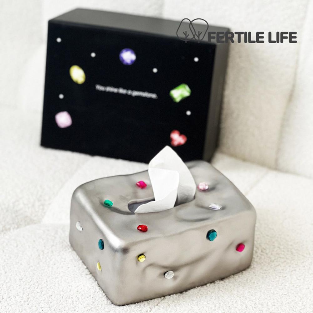 1+1 보석 티슈 케이스 다이아몬드 티슈 커버 도자기 세라믹 키치 인테리어 소품 유니크