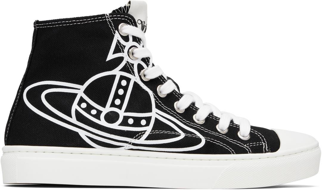 Black Plimsoll High Top Canvas Sneakers