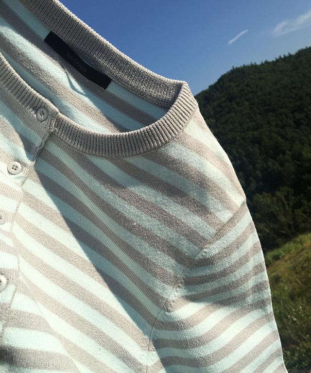 데일리쥬 [MADE] 켈리먼 스트라이프 라운드넥 가디건