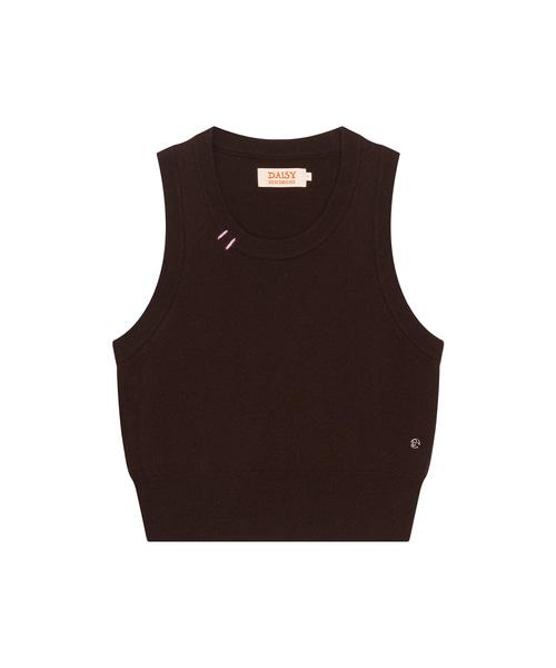 DAISY NEEDLE POINT KNIT VEST brown