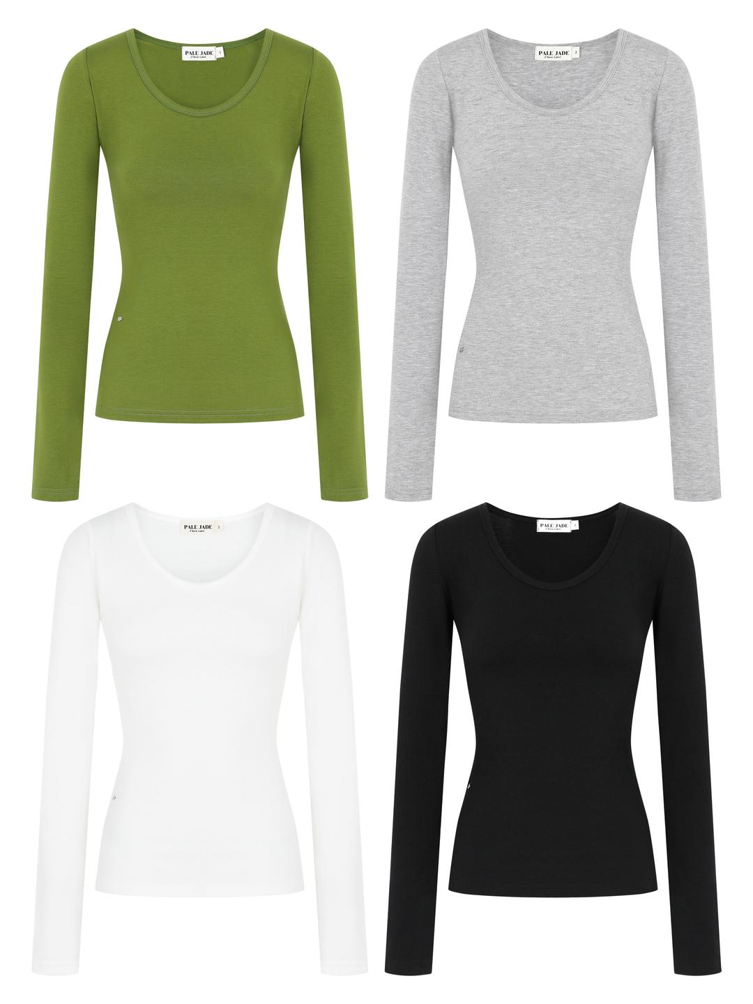 Bella Basic U Neck T - Lone Sleeve