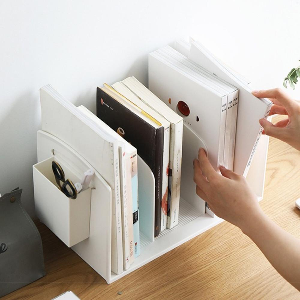 심플리 화이트 3칸 책꽂이 연필꽂이포함 책정리 멀티 책상꽂이