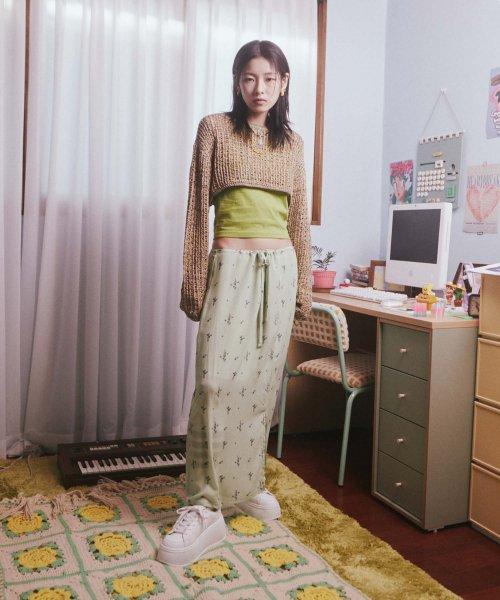 FAIRY PRINT LONG SKIRT_GREEN