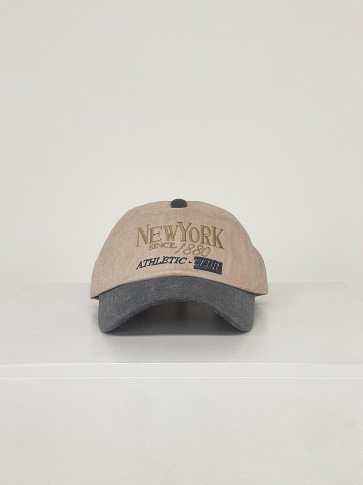 NEW YORK cap 3color 워싱 투톤 배색 뉴욕 자수 볼캡 캡모자 남자 여자