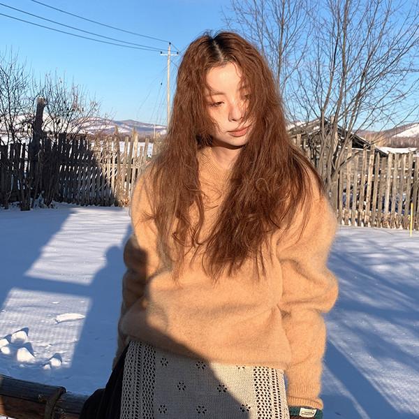 [HELLOEAT] Apricot punching slim skirt