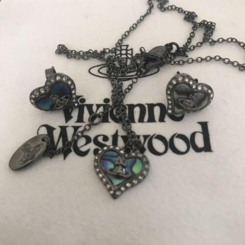 Vivienne Westwood 목걸이와 귀걸이 세트 쉘 하트 건메탈.