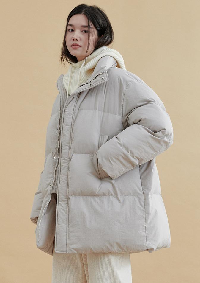 볼드 미디 여성 패딩 점퍼 베이지