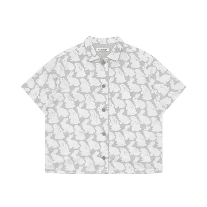 Plain Little Gray Bunnies Short Sleeve Pajama Set 플레인 리틀 그레이 버니즈 반소매 파자마 세트