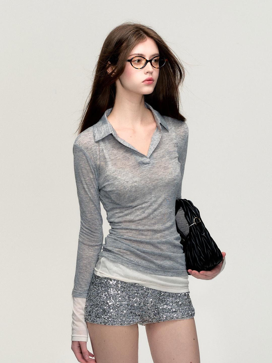 [OAK MOO] "The Dewdrops Are Gone\" Thin Long-Sleeved Shirt