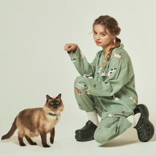 코튼40수 고양이 파자마 2color