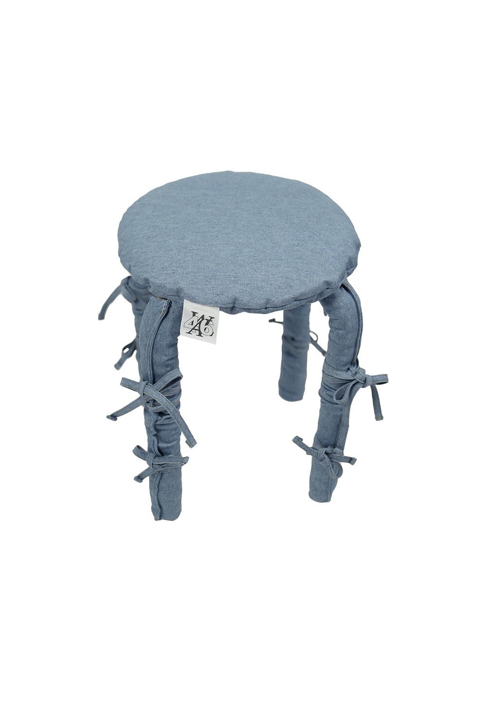 Denim ribbon stool cover - LIGHT INDIGO