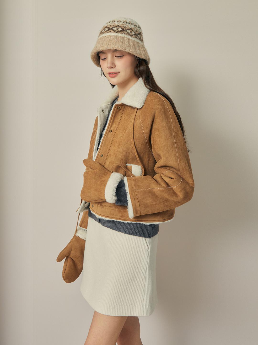 JJ지고트 페이크 스웨이드 무스탕 재킷 +장갑세트 (CAMEL) GRCP0JKW31