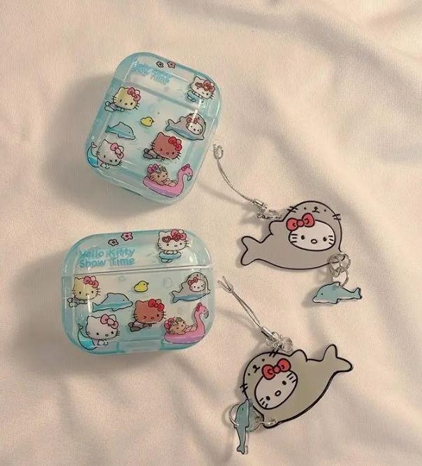 럽이즈윤 [💖럽이즈윤💖][최저가🎈] 헬로키티 블루 반투명 수달 키링 에어팟케이스 에어팟1세대 2세대 3세대 프로 프로2