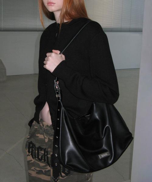Punching Belt Strap Shoulder Bag - Black