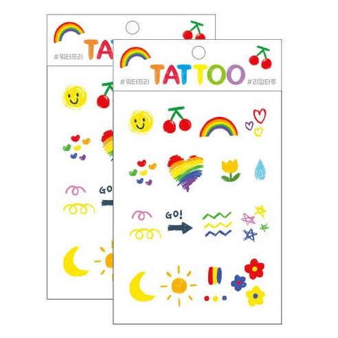 쁘띠팬시 쁘띠타투 TS017, 레인보우, 2개 - 헤나/타투스티커 | 쿠팡