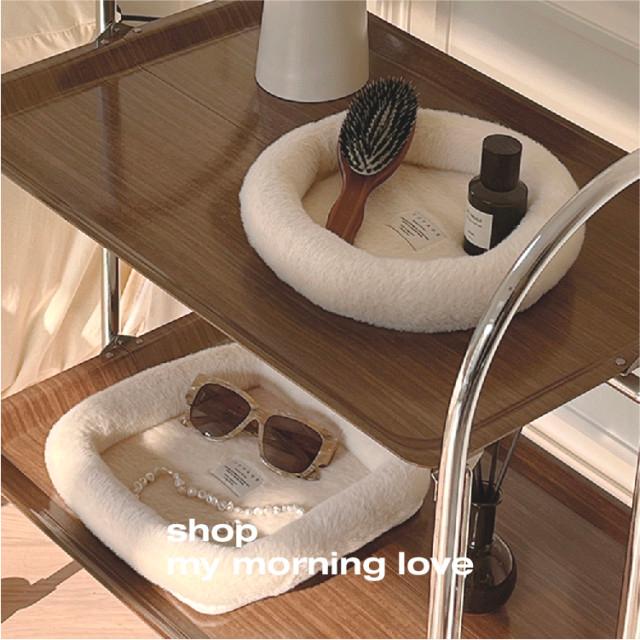 샵마모럽 패브릭 퍼 악세사리 화장품 트레이 테이블 책상 정리 수납함 정리함