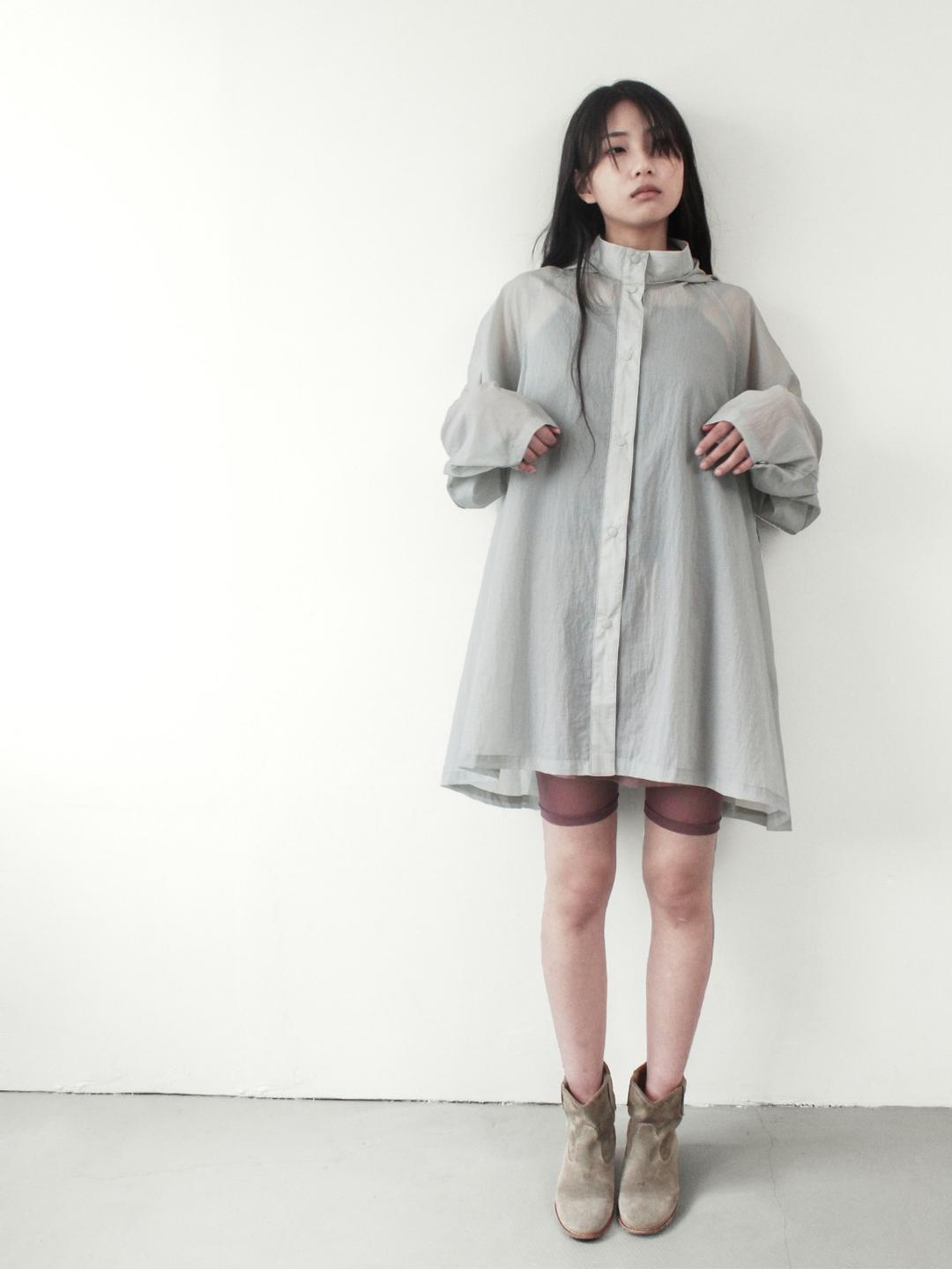SUMMER LIGHT HOODED COAT, LIGHT GRAY