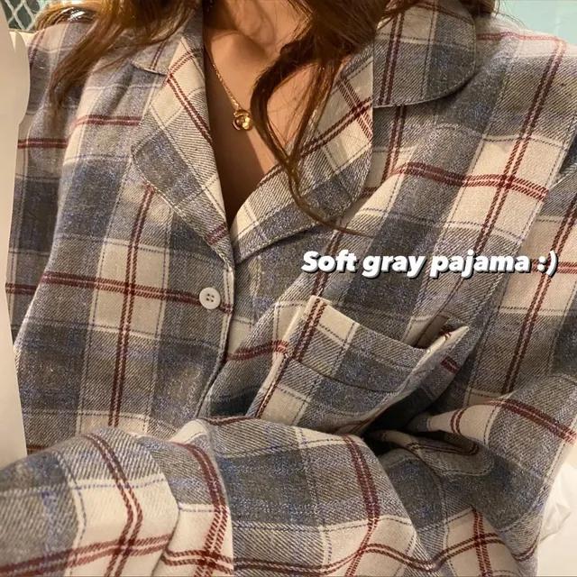 🚀당일발송,4사이즈🚀 자체제작 플러드케이 연그레이 체크 커플잠옷세트 크리스마스