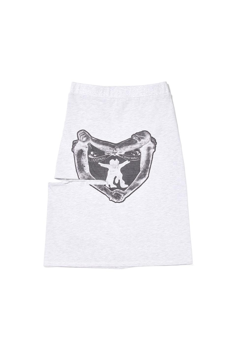 YY HUG&HEART CUTOUT SKIRT, GRAY
