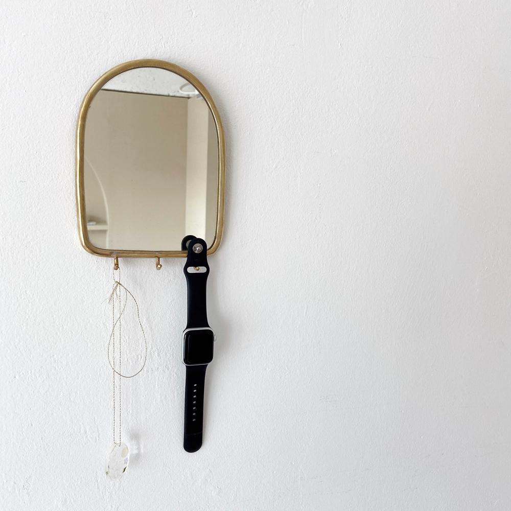 엔틱 빈티지 인테리어 탁상 화장대 벽거울 원룸 신발장 아치형 소형 골드 황동 마스크걸이