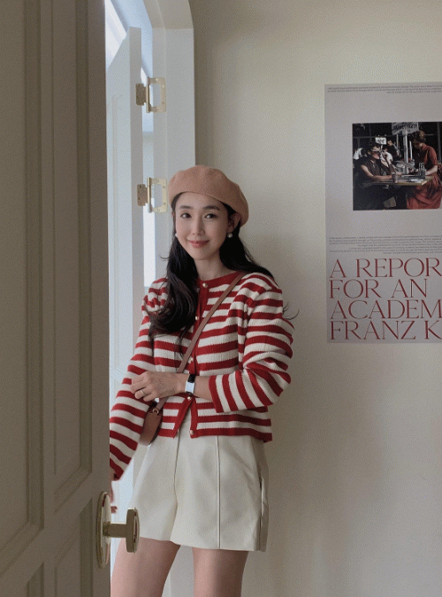 에디스 스트라이프 니트자켓