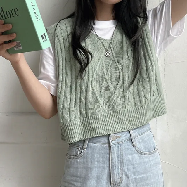 *마지막 세일 * [프리티제작] 달콤 피셔 크롭 니트조끼 6color