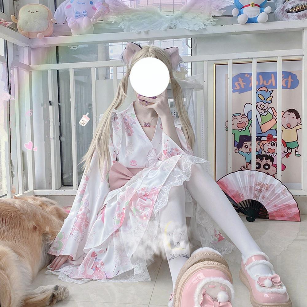 로리타드레스 프릴 원피스 옷 벚꽃 긴팔 귀여운