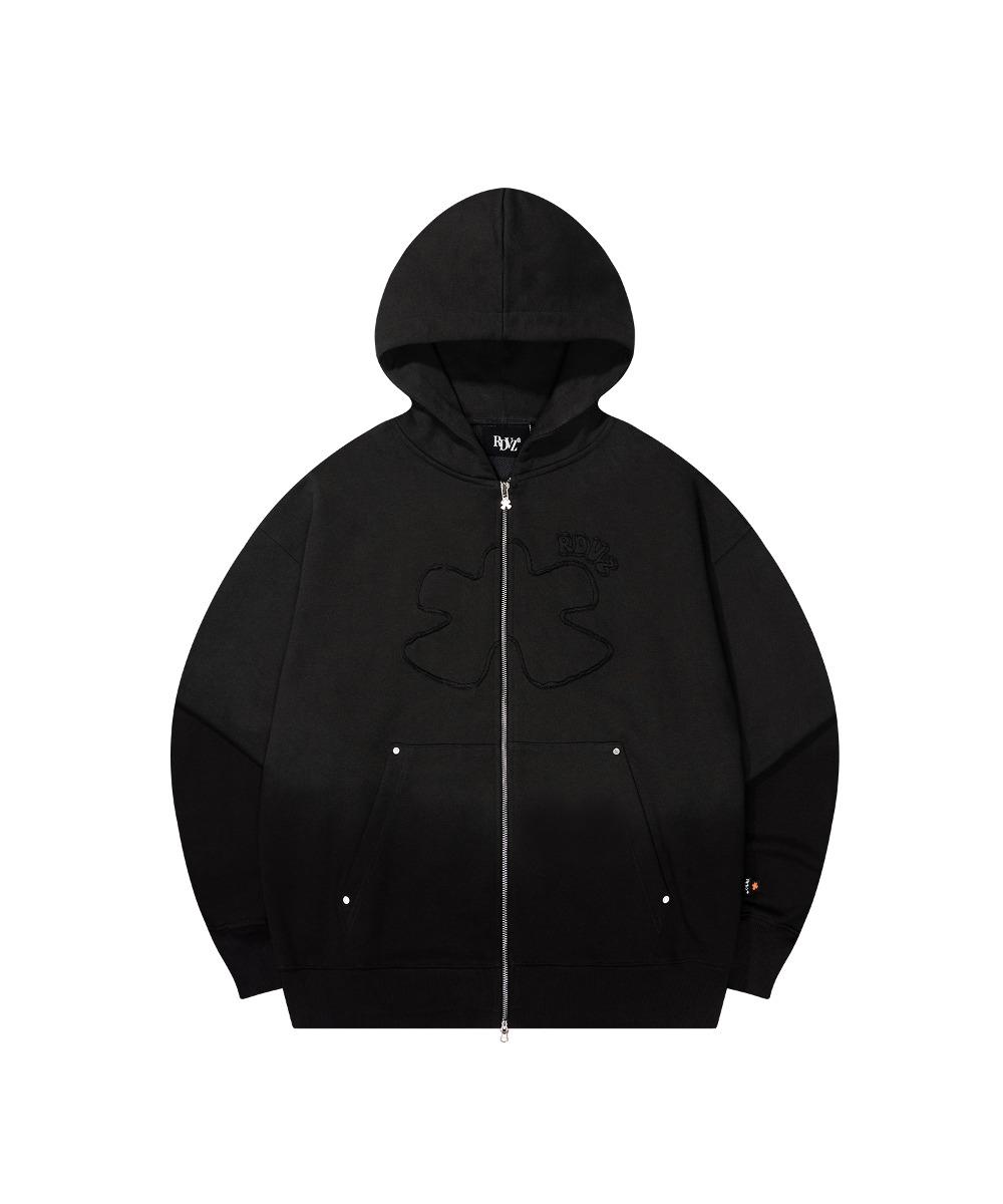 (12월 05일 순차발송)그라데이션 심볼 패치 후드 집업 - 차콜