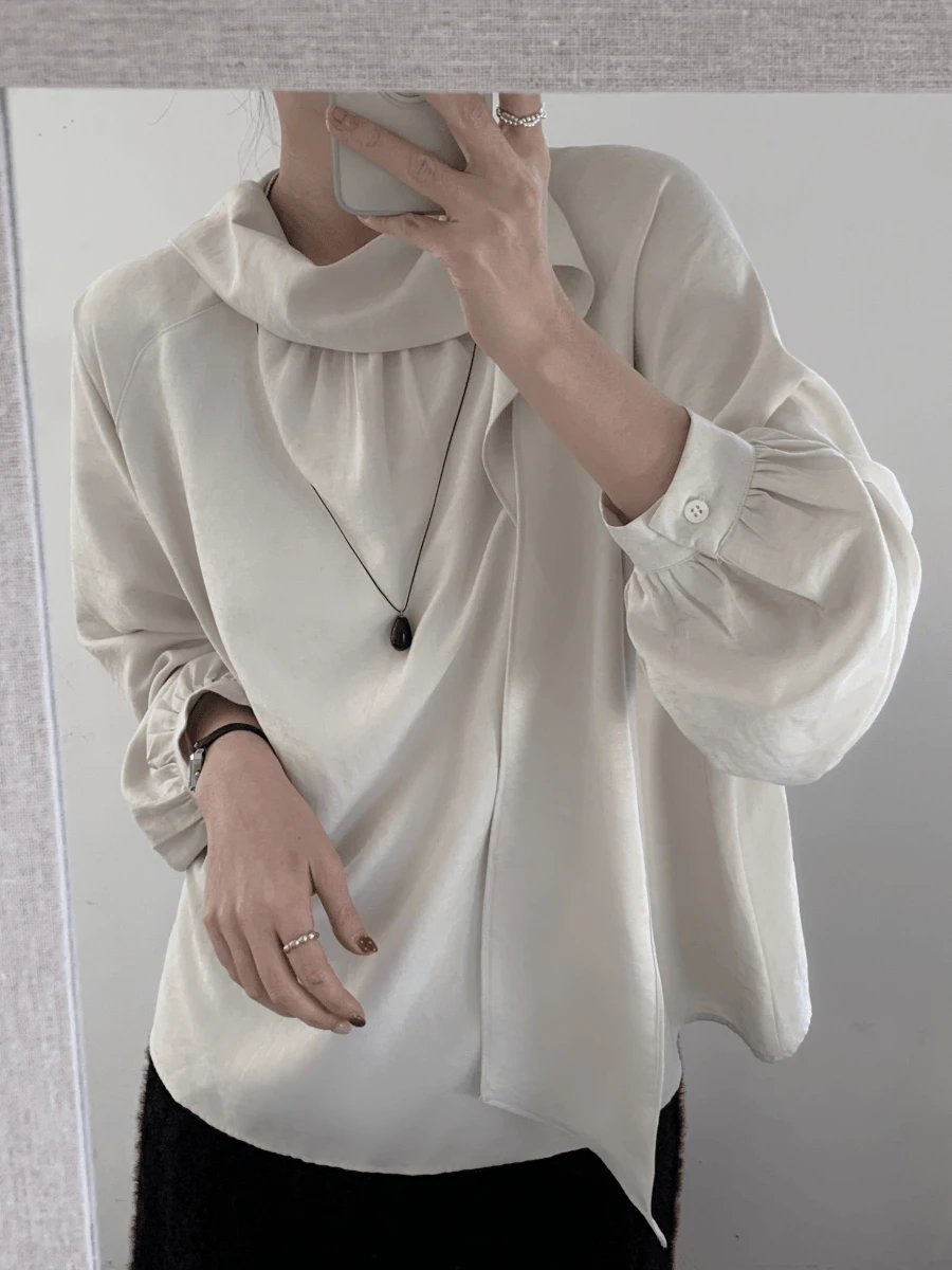 (기모ver.) 더블 타이 블라우스 (2 colors, 빅사이즈 옵션)