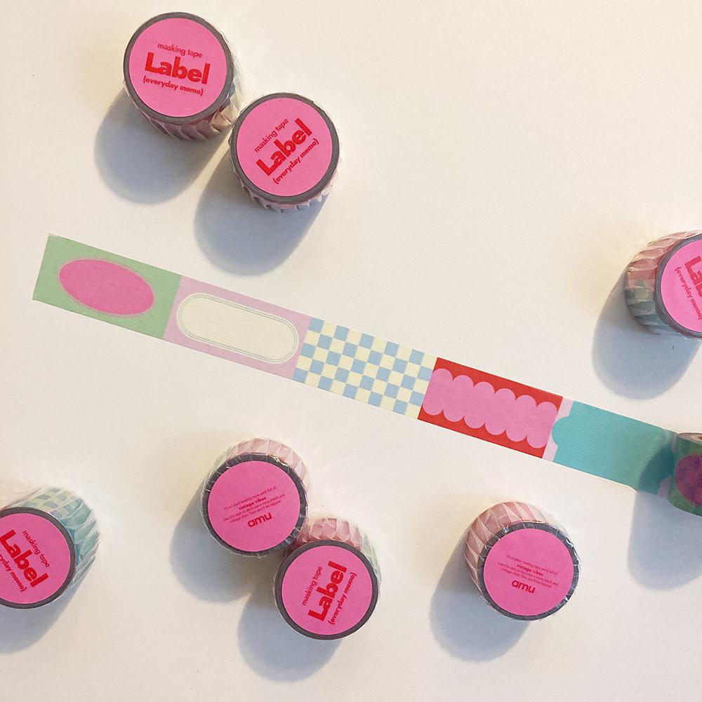 [오블러뮤] 키치 라벨지 마스킹테이프 30mm