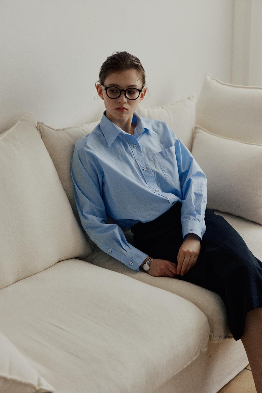 Typewriter cotton blue shirt