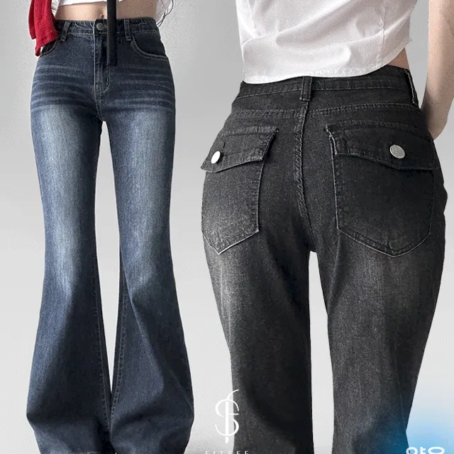 [~2XL/3기장] 여우티 백포켓 S라인 부츠컷 썸머 워싱 인어핏 데님 팬츠 바지