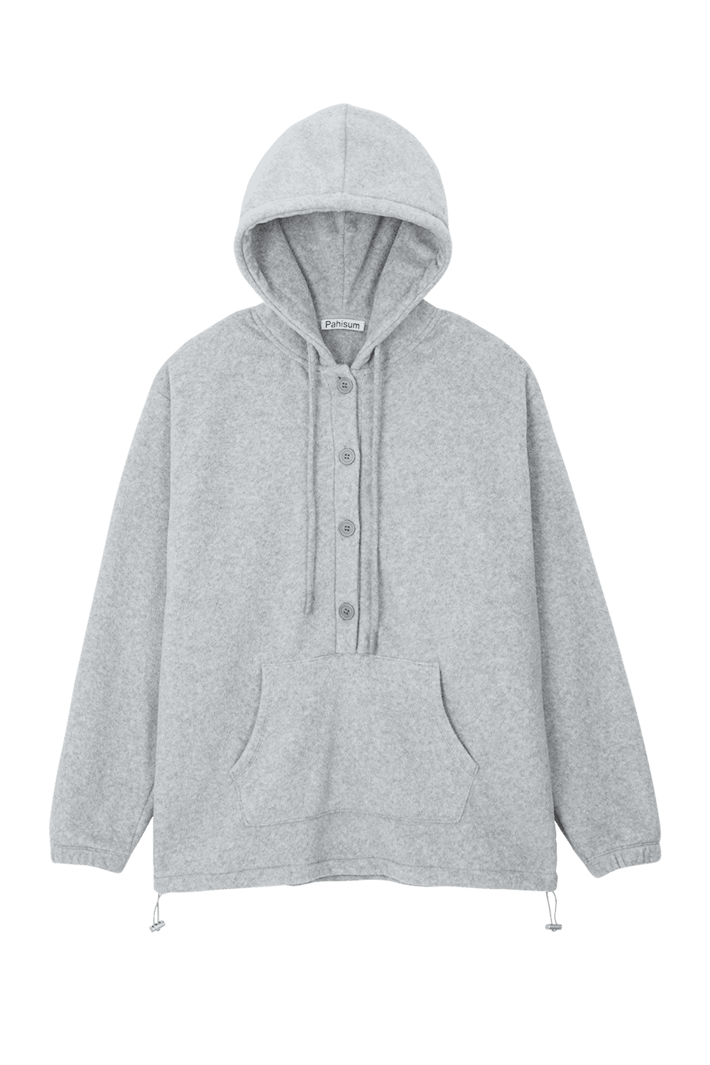 Oversized button fleece hoodie_gray