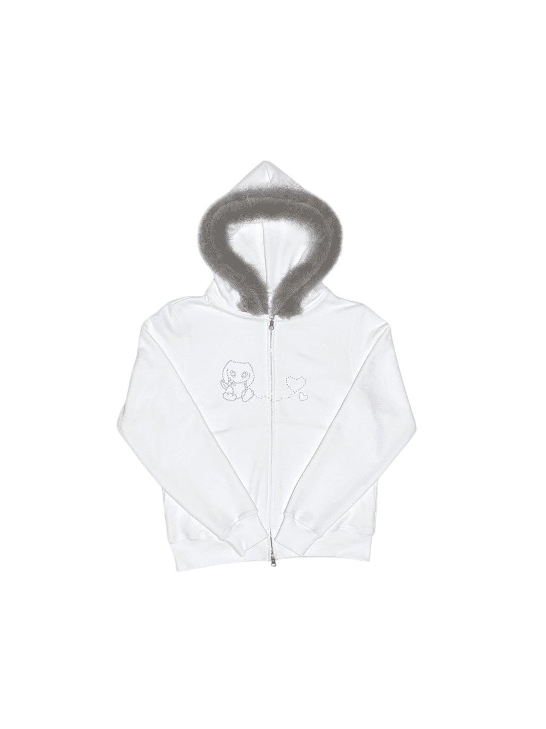 PORI’S LOVE (SET UP) FUR HOOD ZIP-UP - WHITE