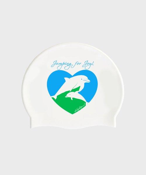 Dolphin Heart Swim Cap - White