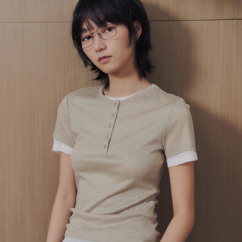 에잇세컨즈 반소매 레이어드 헨리넥 티셔츠  베이지 (356242WM4A)