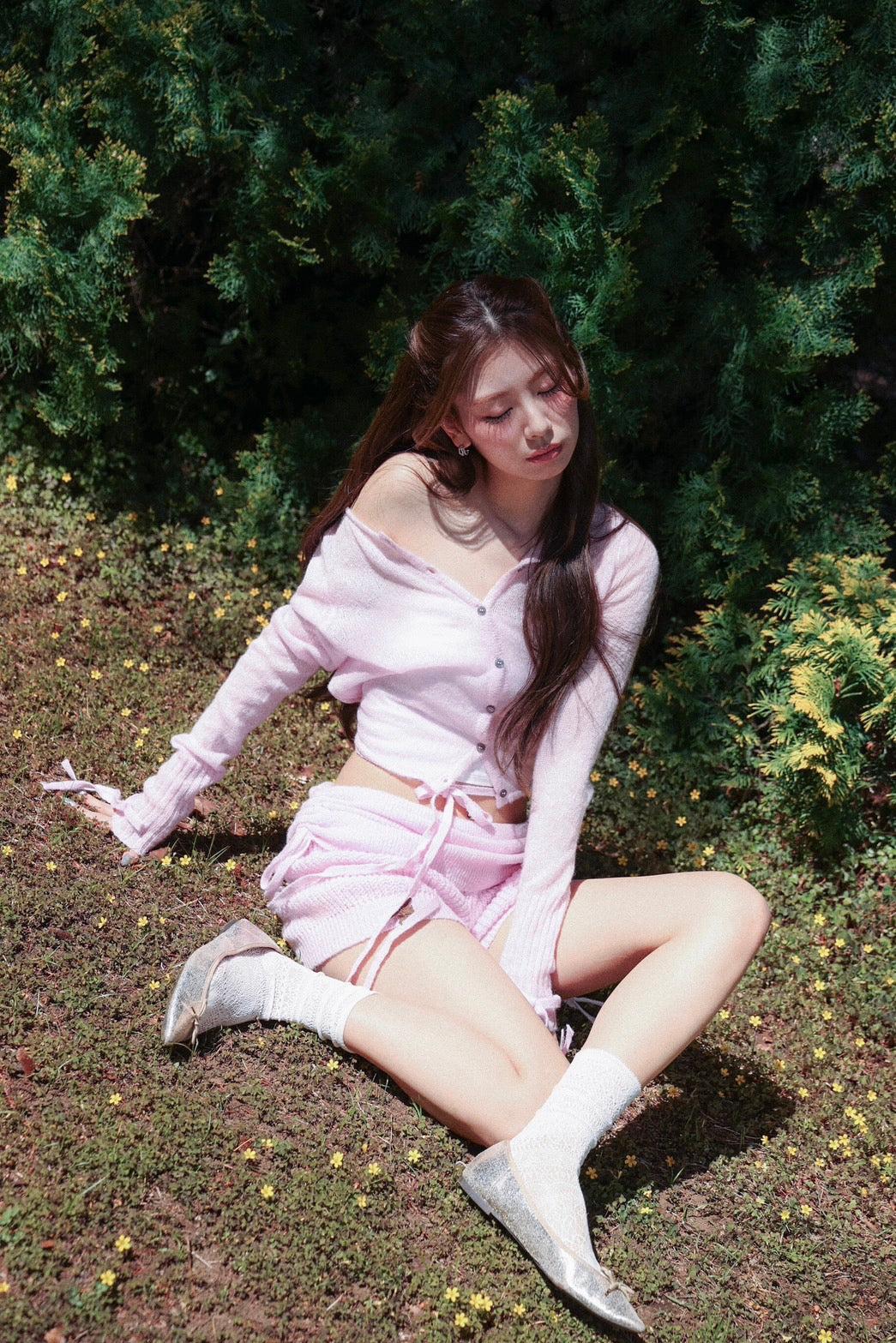 knit cardigan - light pink / F