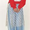 RIBBON PATTERN SPANGLE LAYERED WRAP SKIRT