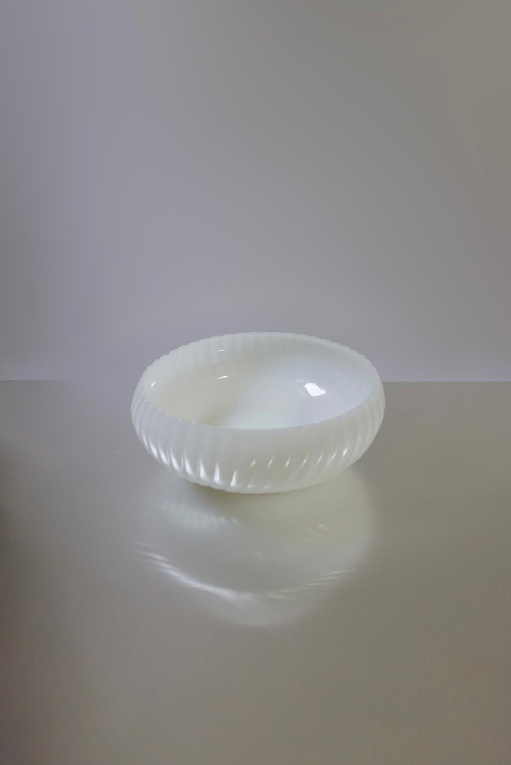 Milk Glass Swirl Bowl
