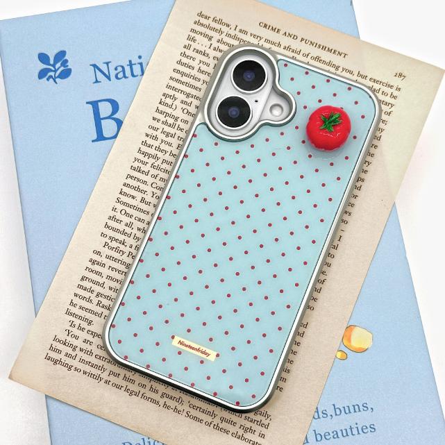 나인틴프라이데이 [색상 추가🔥] 맥세이프 🍅 입체 토마토 도트패턴 실버 에폭시 케이스 스마트톡 그립톡 폰케이스 아이폰케이스 갤럭시케이스 핸드폰케이스 아이폰 17 16 15 갤럭시 S25 S24