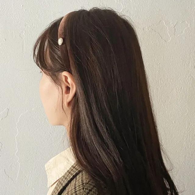 oar Vintage mood Cameo Velvet Slim Hairband [Brown]