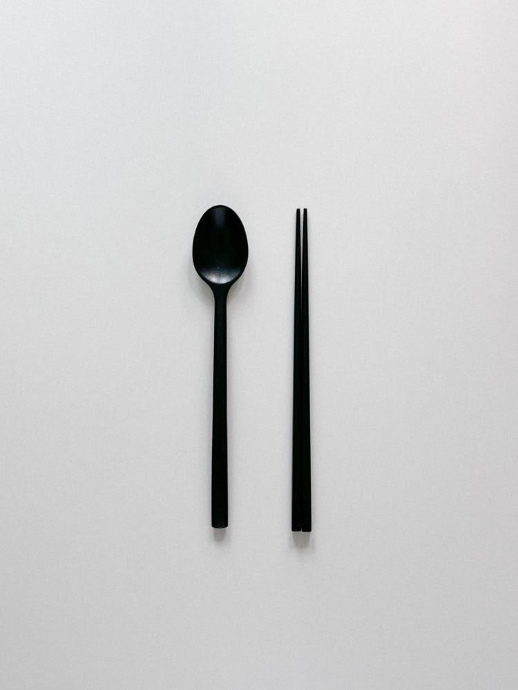 [바게트셔츠] 올블랙 옻칠 우드 수저 세트